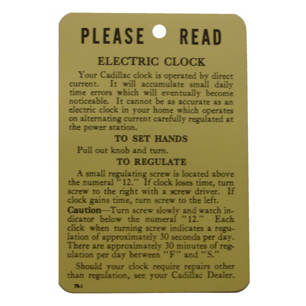 Rubber The Right Way - Electric Clock Instructions Tag
