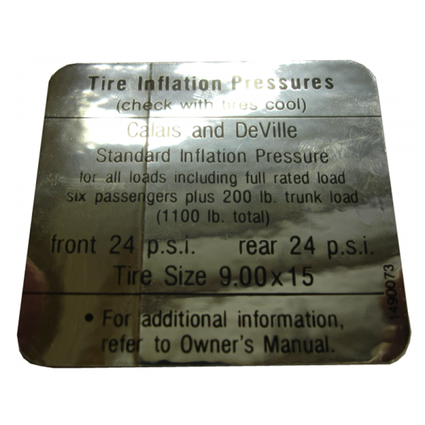 Rubber The Right Way - Tire Pressure Decal