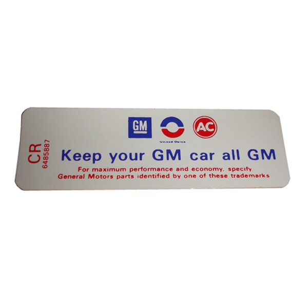 Rubber The Right Way - Air Cleaner Decal - "All GM"