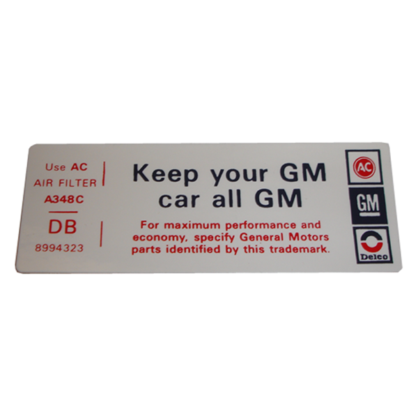 Rubber The Right Way - Air Cleaner Decal - "All GM"