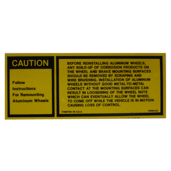 Rubber The Right Way - Caution Aluminum Wheel Decal - In Trunk