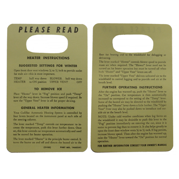 Rubber The Right Way - Heater Instructions Tag