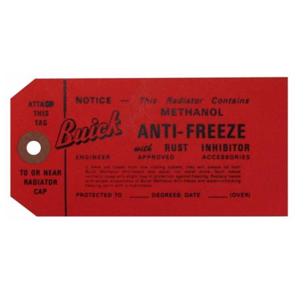 Rubber The Right Way - "Buick" Antifreeze Tag