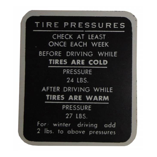 Rubber The Right Way - Tire Pressure Decal