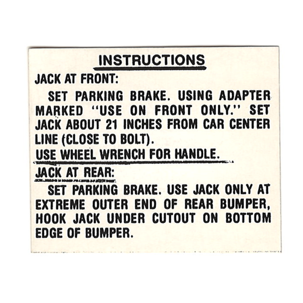 Jim Osborne Reproductions - Jack Instructions Decal