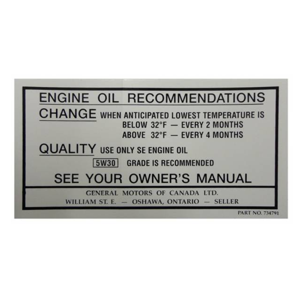 Canada Oil Change Decal