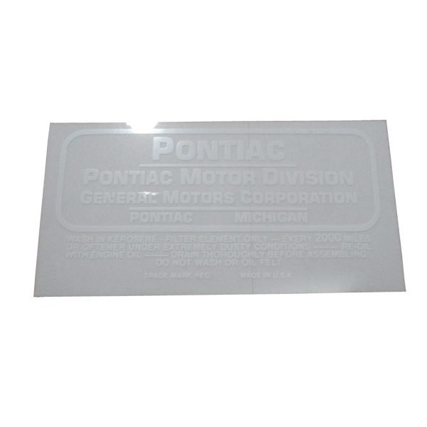 Pontiac Air Cleaner Decal