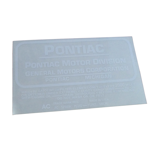 Pontiac Air Cleaner Decal