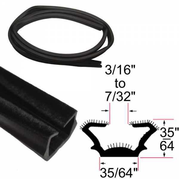 Cooper Standard - Window / Glass Run Channel - Flexible - 8' Strip - 35/64" Tall 35/64" Wide