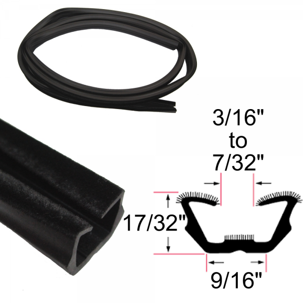 Cooper Standard - Window / Glass Run Channel - Flexible - 8' Strip - 17/32" Tall 9/16" Wide