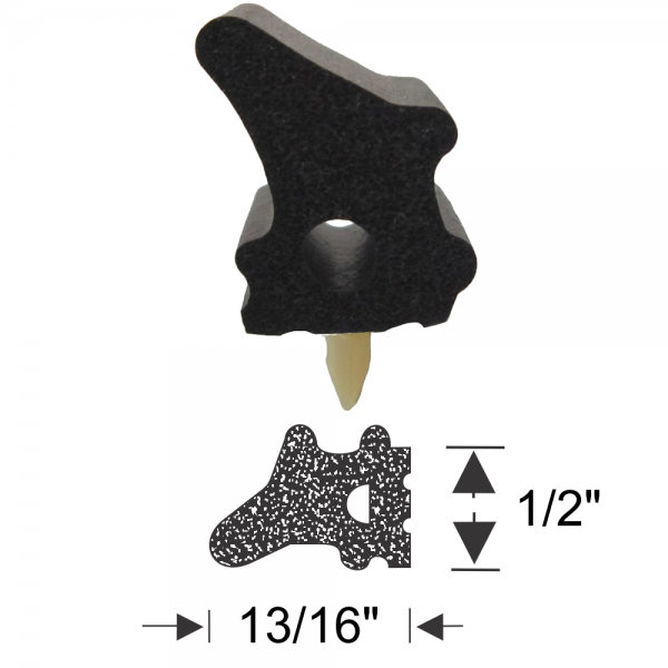 Steele Rubber - General Use Sponge Rubber Extrusion Seal - 13/16" x 1/2" - FREE SAMPLE