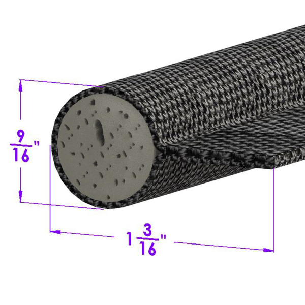 Metro Moulded Parts - Cloth-Covered Sponge Windlace - 9/16" Diameter x 1-3/16" Wide