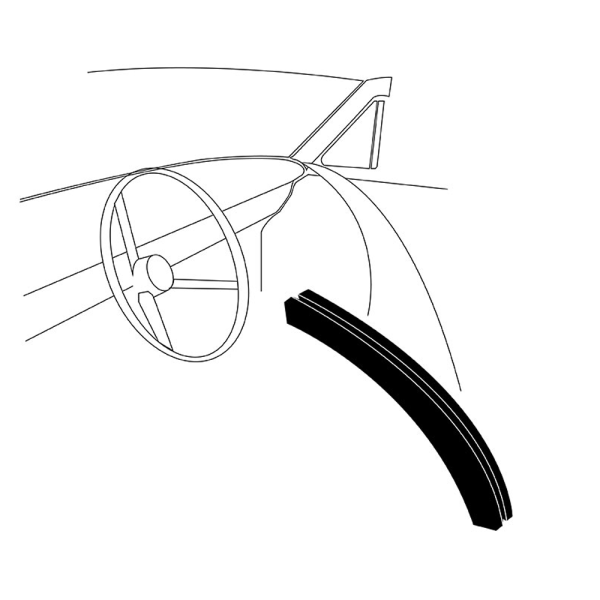 1963 and 1964 Ford windshield post to dash seal installation location diagram.