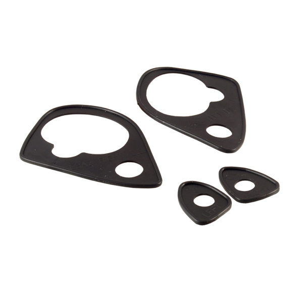 1963 and 1964 Ford door handle mounting pad kit shows all 4 pieces from the side view.