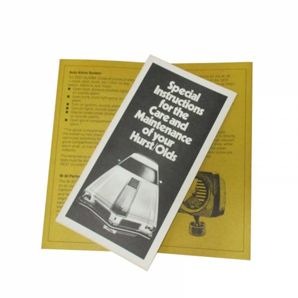 1974 Oldsmobile Restoration Parts Owners Manual Hurst Supplement #250742