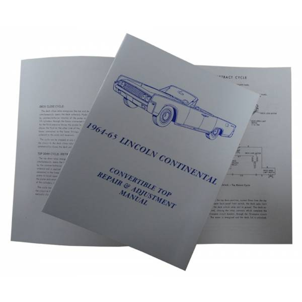 1964-65 Lincoln Continental Convertible Restoration Parts Convertible Top Repair & Adjustment Manual - Part #MP0062.