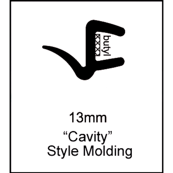 Universal Cavity Style Glass Molding - 13mm - Part #41-007-RL