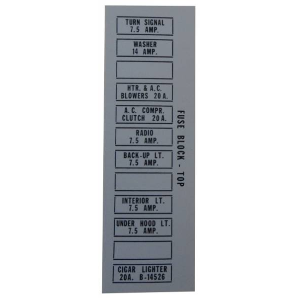 1956-57 Lincoln Restoration Parts Fuse Panel Decal - Part #DL0019.