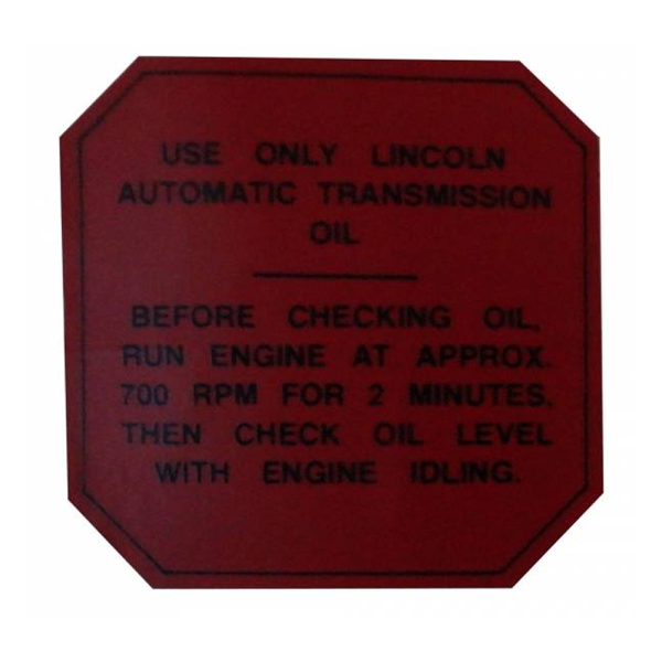1951-54 Lincoln Restoration Parts Automatic Transmission Decal - DL0058