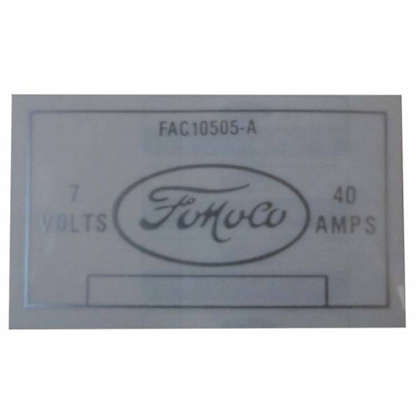 1952-54 Lincoln Restoration Parts Voltage Regulator Decal - DL0091.