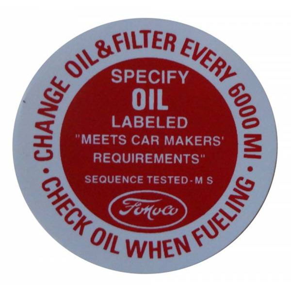 1960-66 Lincoln Continental Restoration Parts Oil Filler Cap Decal - DL0095.