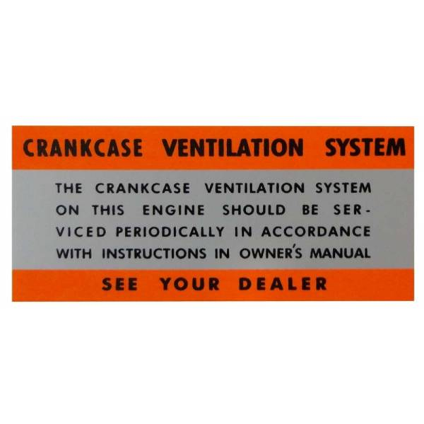 1960-65 Lincoln Continental Restoration Parts Crankcase Vent Air Cleaner Decal - Part #DL0111