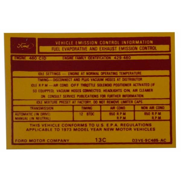 1973 Lincoln Restoration Parts Automatic Transmission Decal - Part #DL0144