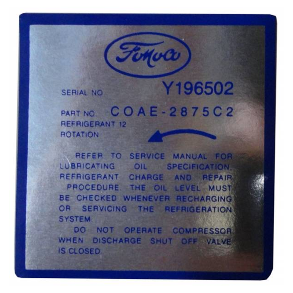 1960 Lincoln Restoration Parts AC Charge Decal - Part #DL0160