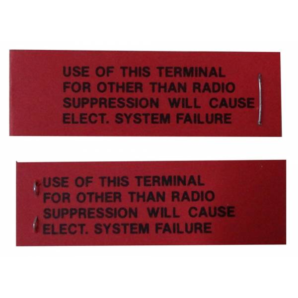 1964-66 Lincoln Restoration Parts Voltage Regulator Radio Warning Tag - Part #DL0218