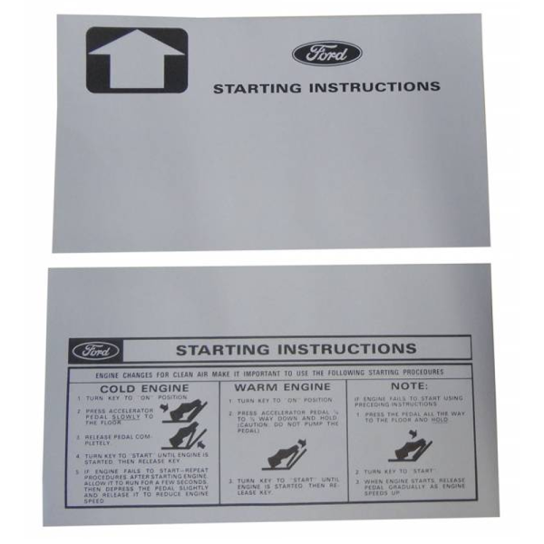 1963-68 Lincoln Restoration Parts Start Instructions - On Sun Visor - Part #DL0229.