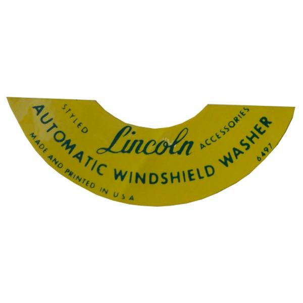 1949-53 Lincoln Restoration Parts Windshield Washer Lid Decal - DL0295