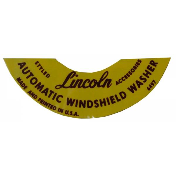 1956-57 Lincoln Restoration Parts Windshield Washer Bottle Lid Decal - DL0297