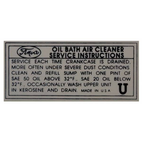1952-53 Lincoln Restoration Parts Air Cleaner Service Decal - DL0325