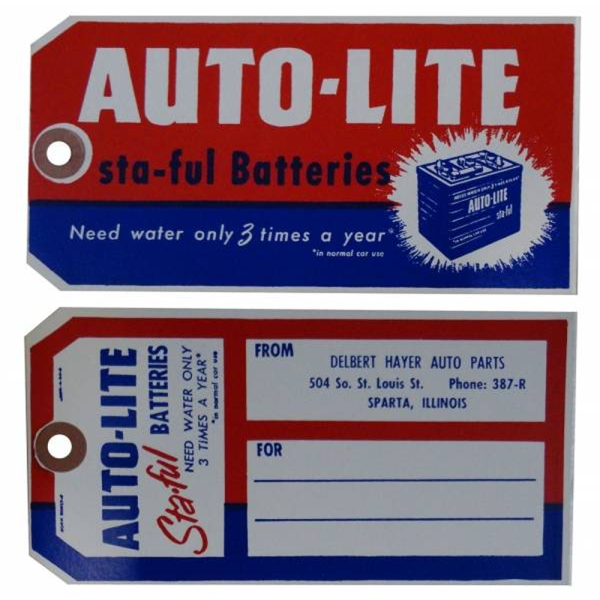 1965-70 Lincoln Restoration Parts Autolite Sta-Ful Battery Tag - DL0363