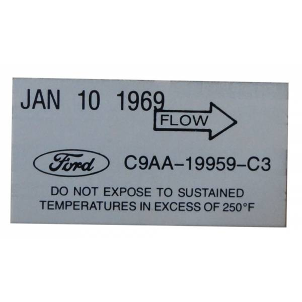 1969 Lincoln Restoration Parts AC Dryer Decal - Part #DL0382.