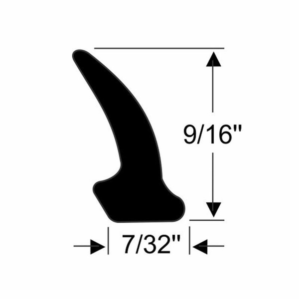 9/16" x 7/32" Dense Rubber Extrusion Seal - Part #10-550X.