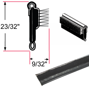 Window Channels & Sweepers / Fuzzies - Window Sweeps / Fuzzies - Rubber The Right Way - Beltline Weatherstrip - Also Called Window Sweeps, Felts or Fuzzies - Flexible - Pair of 4' Strips - Inner or Outer - 23/32" Tall 9/32" Wide - Stainless Bead