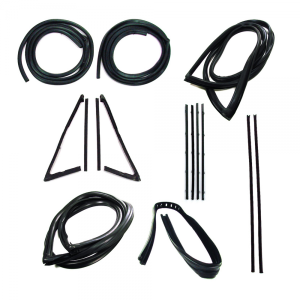 Products - Master Weatherstrip Kit - Rubber The Right Way - Master Weatherstrip Kit - With Large Back Window / With Chrome Windshield Trim / With Black Beltline