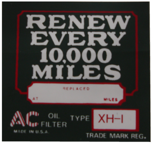 1932 - Decals - Rubber The Right Way - "AC" Oil Filter Decal (XH-1)