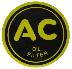 1946 - Decals - Rubber The Right Way - "AC" Oil Filter Decal - 2-1/4"