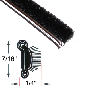 Beltline Weatherstrip - Also Called Window Sweeps, Felts or Fuzzies - Pair of 3' Strips - Inner or Outer - 7/16" Tall 1/4" Wide - Stainless Bead