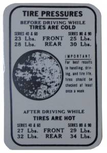 1937 - Decals - Rubber The Right Way - Tire Pressure Decal