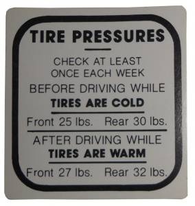1941 - Decals - Rubber The Right Way - Tire Pressure Decal