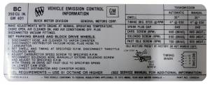 Manual & Automatic Transmission Emission Decal - 350-4V