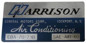 1971 - Decals - Rubber The Right Way - "Harrison" AC Evaporator Box Decal