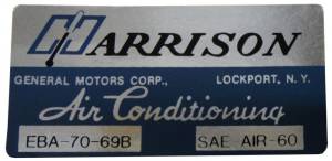 1969 - Decals - Rubber The Right Way - "Harrison" AC Evaporator Box Decal