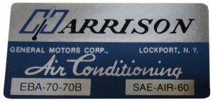 1970 - Decals - Rubber The Right Way - "Harrison" AC Evaporator Box Decal