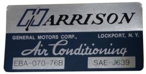 1976 - Decals - Rubber The Right Way - "Harrison" AC Evaporator Box Decal