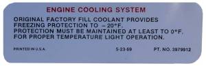 1970 - Decals - Rubber The Right Way - Cooling System Decal