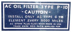 1948 - Decals - Rubber The Right Way - Oil Filter Decal - P10 C115